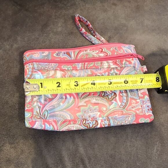 Paisley floral wristlet id card wallet purse clutch pink purse - Picture 9 of 10